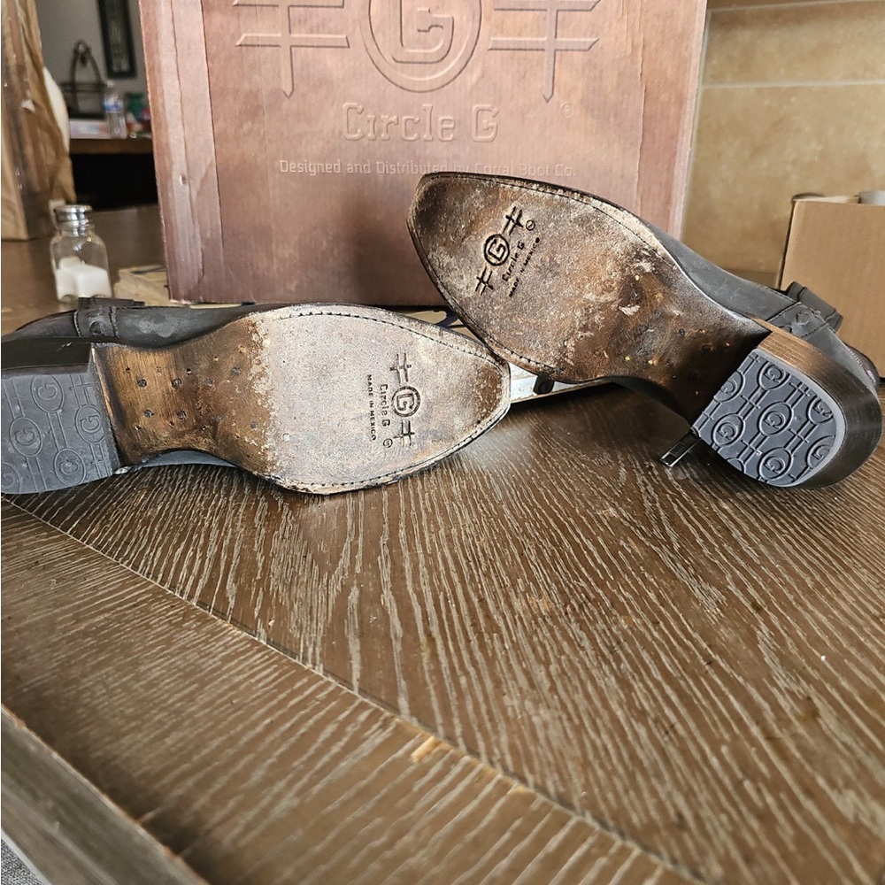 Circle G Charcoal Western Ankle Boots - Picture 3 of 7